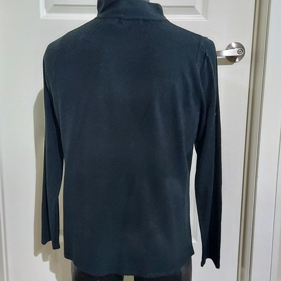 Black Turtleneck Sweater with Rhinestone Zipper - Picture 2 of 7